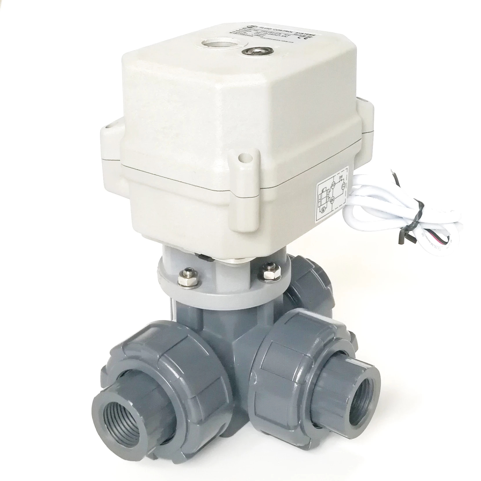 1 inch 3 WAY Electric Plastic ball valve with actuator 15Nm with manual