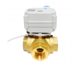 Electric Ball Valve Brass 3 Way T type with Manual override and Indicator