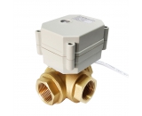 Electric Ball Valve Brass 3 Way T type with Position Indicator