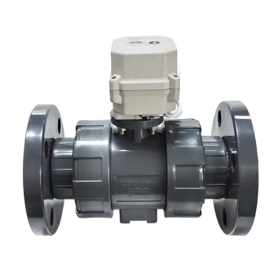 Electric Motorized UPVC 2 Way Ball Valve with Flange Connection Ends 1/2 inch to 2 inches