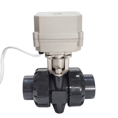 True Union UPVC Electric Ball Valve 2 Way with 10Nm actuator